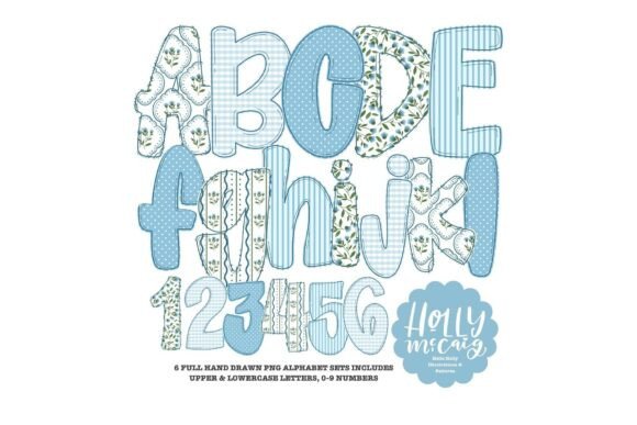 Download Cottage Chic Doodle Alphabet - Blue Font - Font Collection