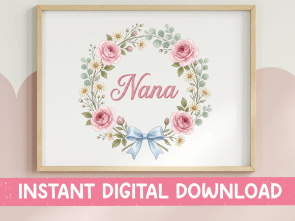 Download Nana Floral Wreath Script Design - Floral Collection