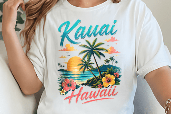 Download Kauai Hawaii Teal Script Floral Sunset P - Floral Collection