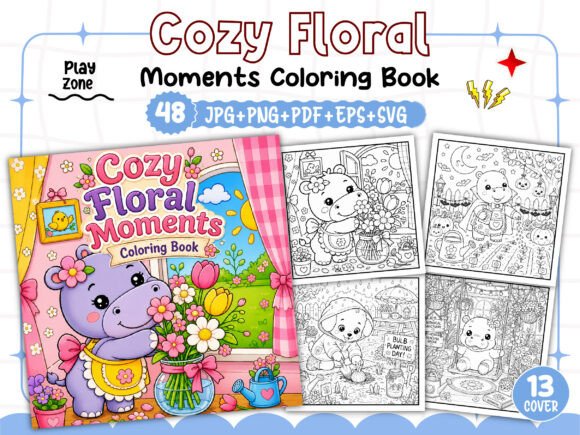 Download Cozy Floral Moments Coloring Pages - Floral Collection