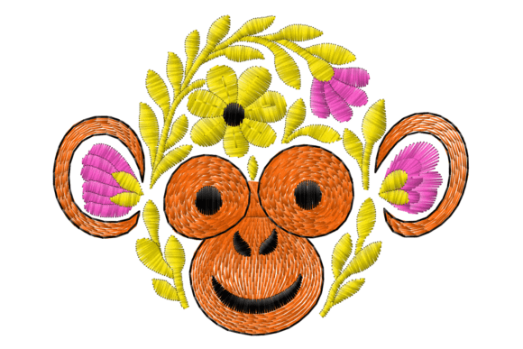 Download Floral Monkey Face Embroidery Design - Floral Collection
