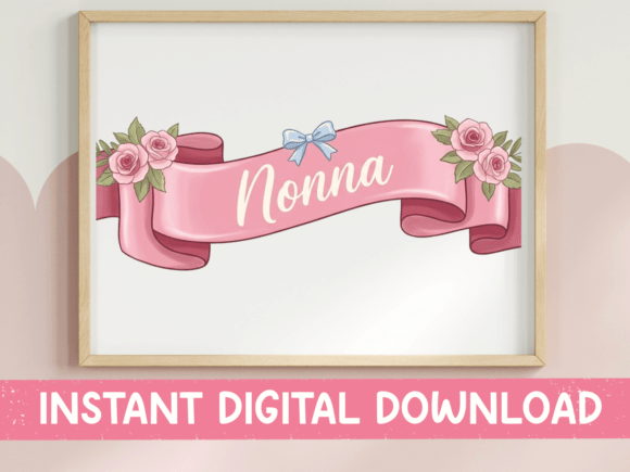 Download Nonna Floral Ribbon Banner Script Design - Floral Collection